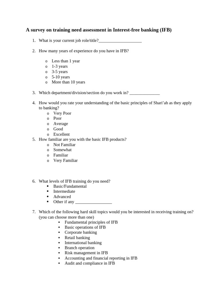 Training Needs in Interest-Free Banking | PDF | Real Estate Appraisal ...