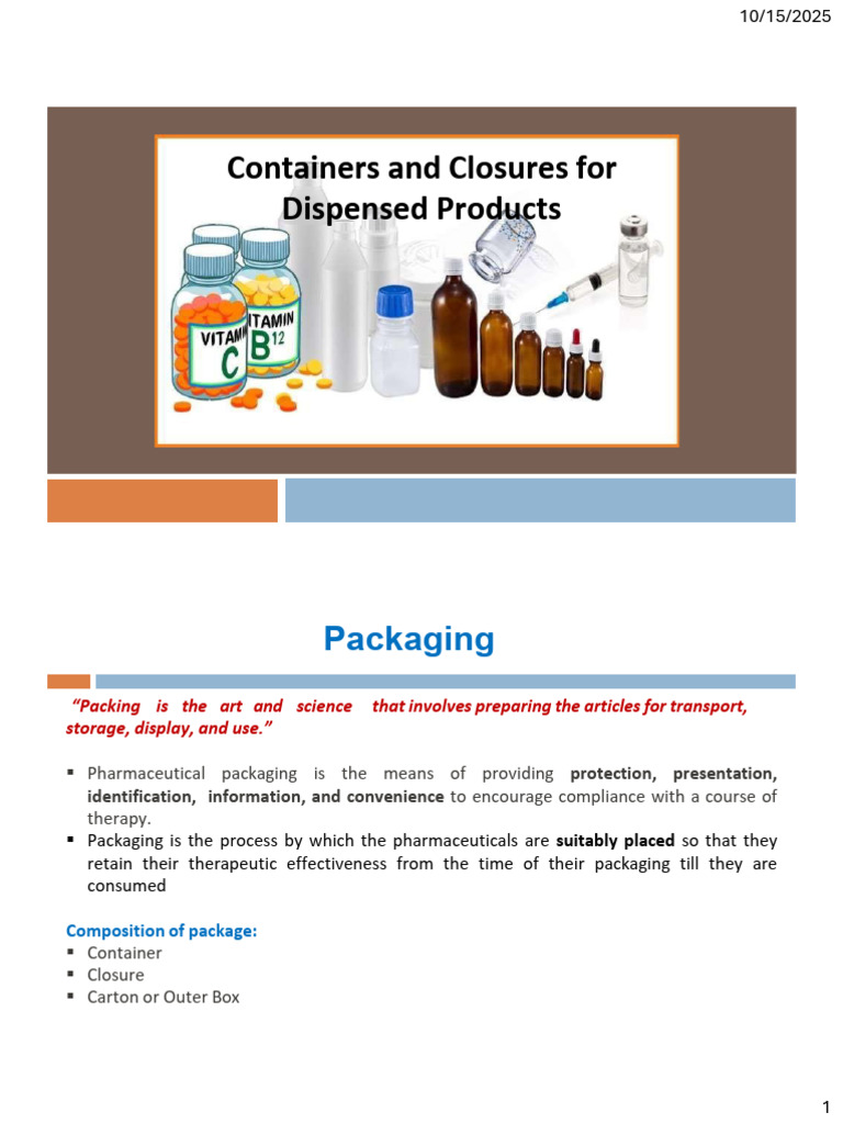 Pharmaceutical Packaging: Containers & Closures | PDF | Particulates ...