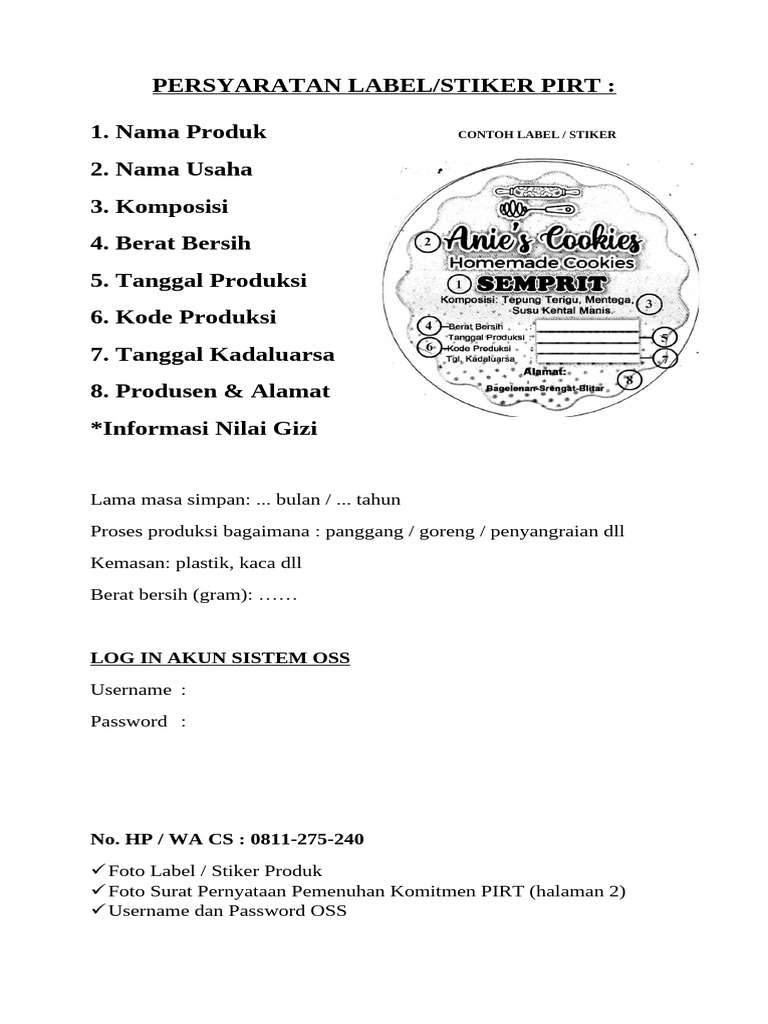 Persyaratan Label PIRT untuk Produk Makanan | PDF