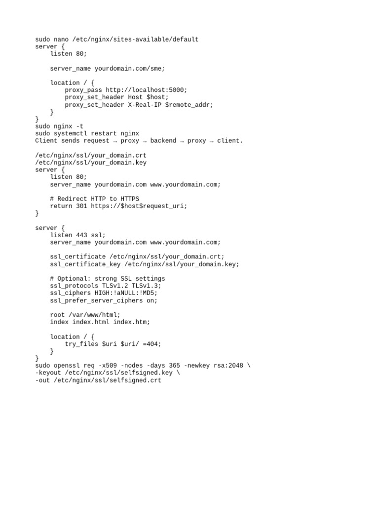 Nginx Configuration for SSL and Proxy Setup | PDF