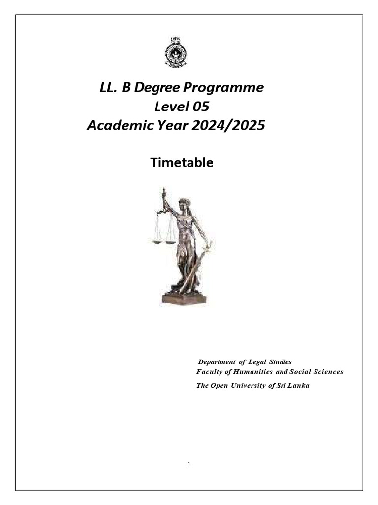 LL.B Level 05 Timetable 2024/2025 | PDF