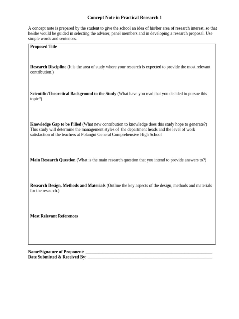 Concept Note in PR1 STEM Template for Title Defense | PDF | Concept ...