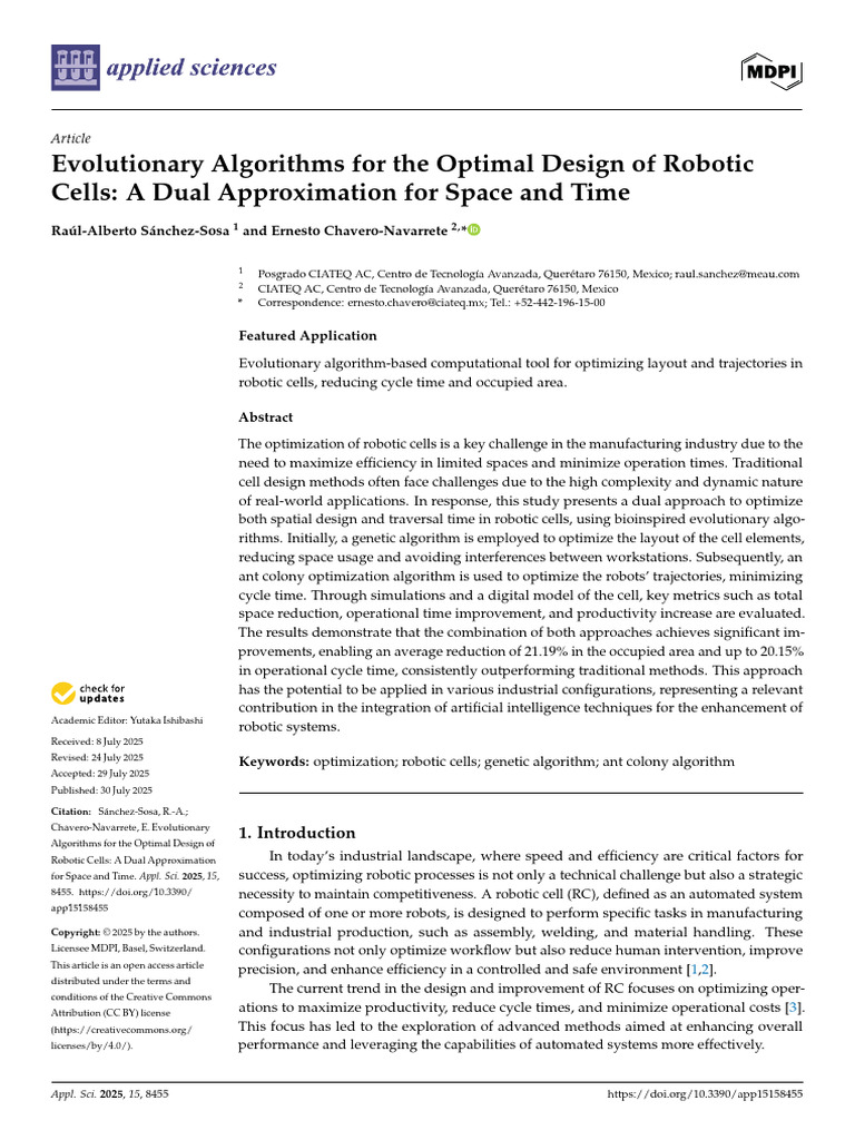 Optimal Robotic Cell Design with Evolutionary Algorithms | PDF ...