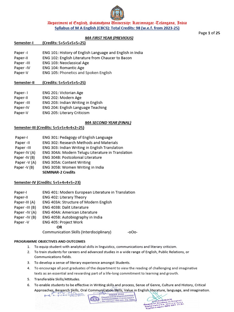 MA English Syllabus 2023-25 Overview | PDF | Stress (Linguistics ...