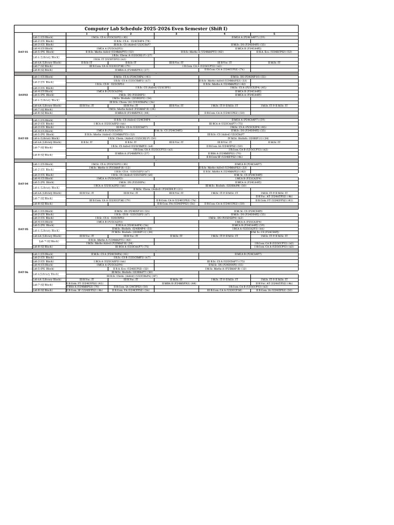 2025-2026 Computer Lab Schedule | PDF | Academic Degree | Qualifications