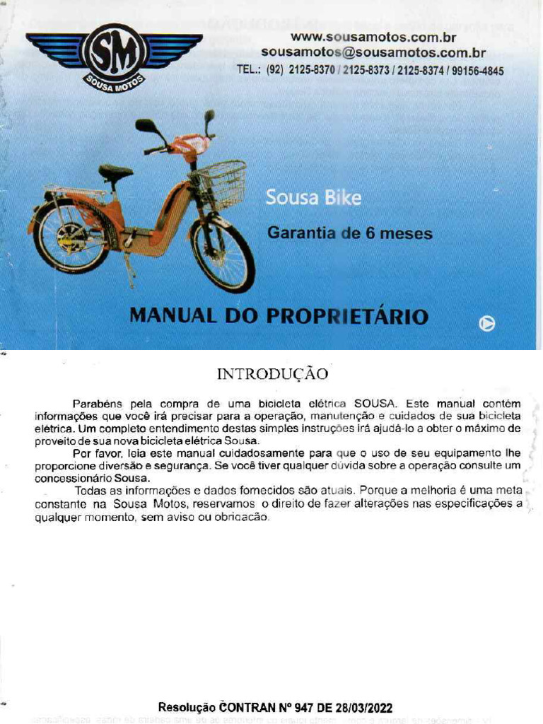 Manual de Instruções - Sousa Bike | PDF