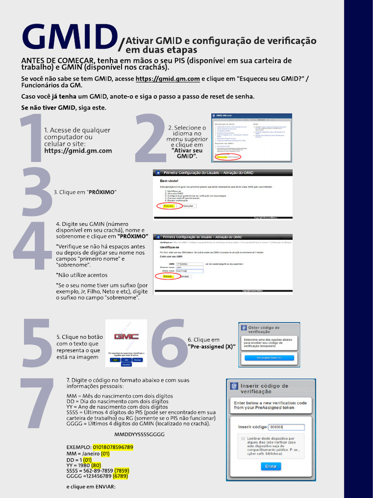 GMID - Ativar GMID Ou Configurar Verificaã Ã o em 2 Etapas | PDF