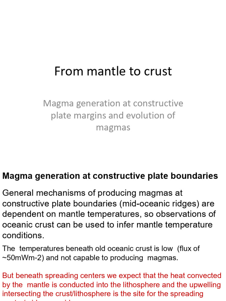 Magma Generation at Mid-Ocean Ridges | PDF | Magma | Plate Tectonics