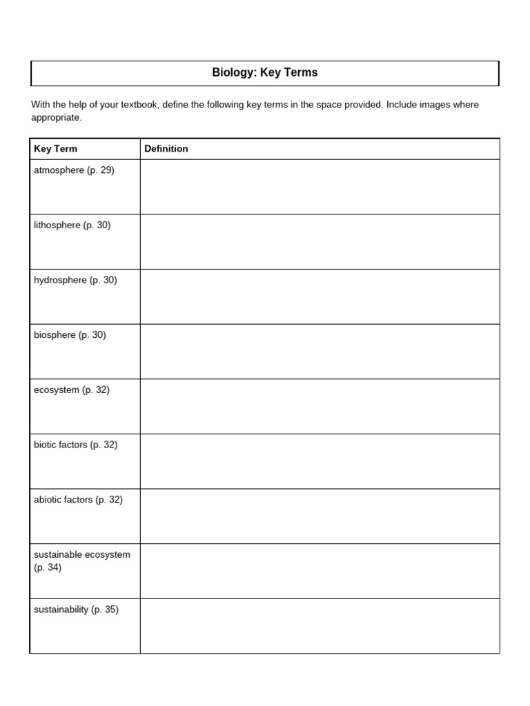 Biology Key Terms | PDF