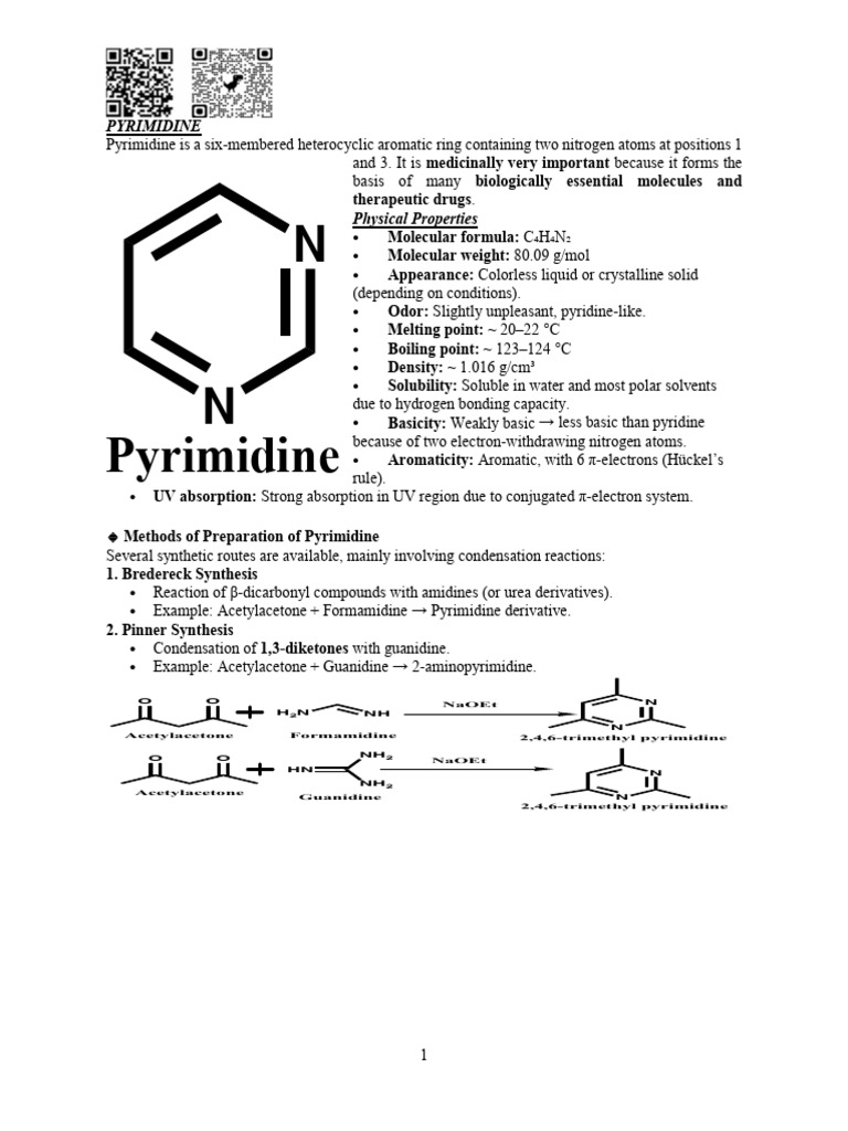 PYRIMIDINE | PDF | Amine | Chemical Compounds