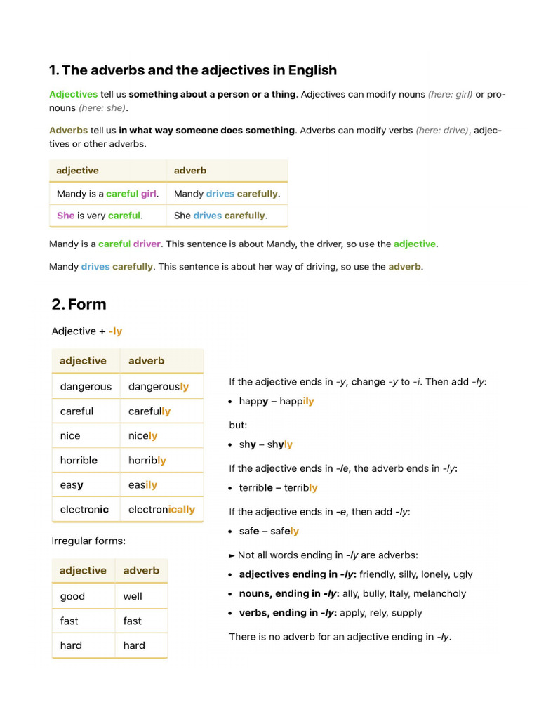 Adjective Adverb | PDF