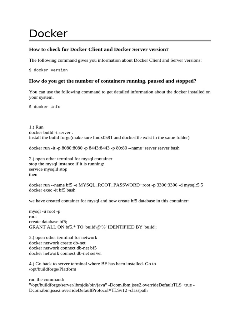 Docker Setup and Configuration Guide | PDF