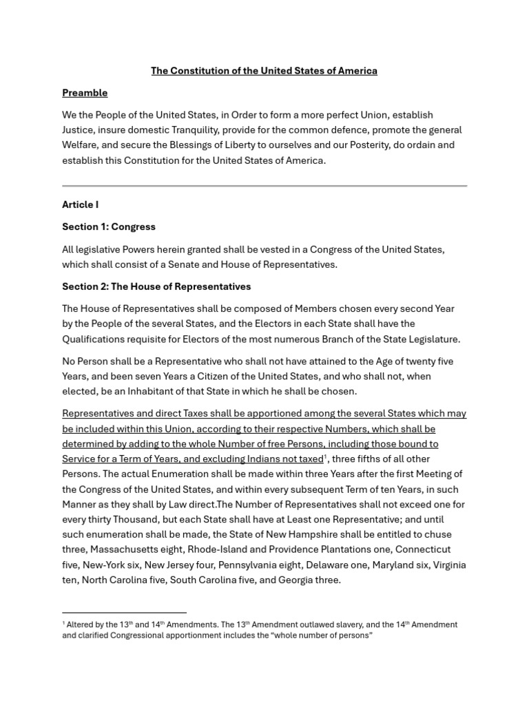 U.S. Constitution: Structure of Congress | PDF | American Government ...