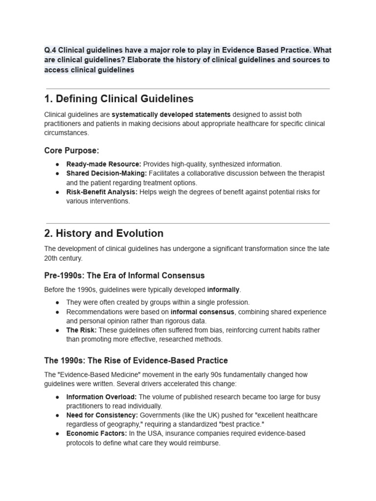 Understanding Clinical Guidelines History | PDF