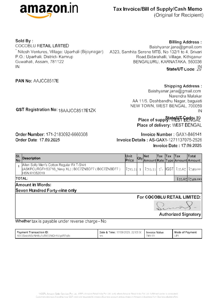 Amazon Bill | PDF