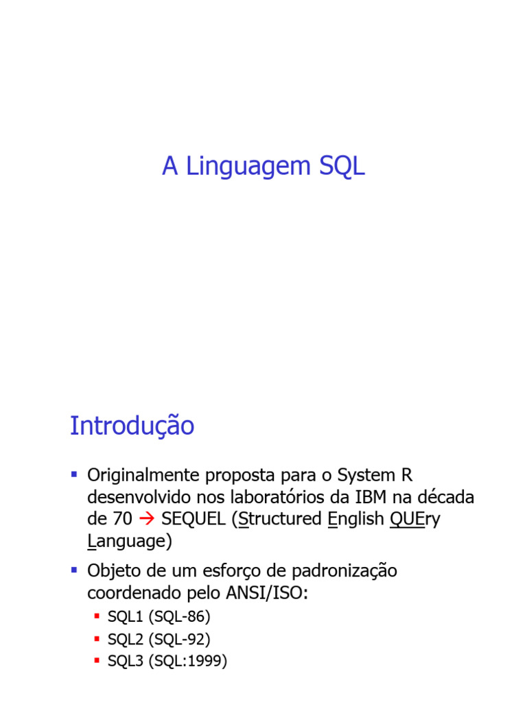 Introdução à Linguagem SQL e Comandos | PDF | SQL | Dados de computador
