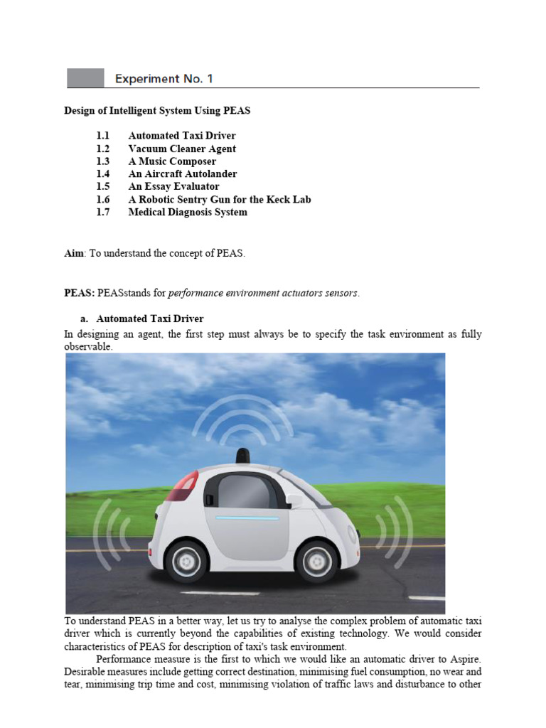 Intelligent System Design with PEAS | PDF | Traffic