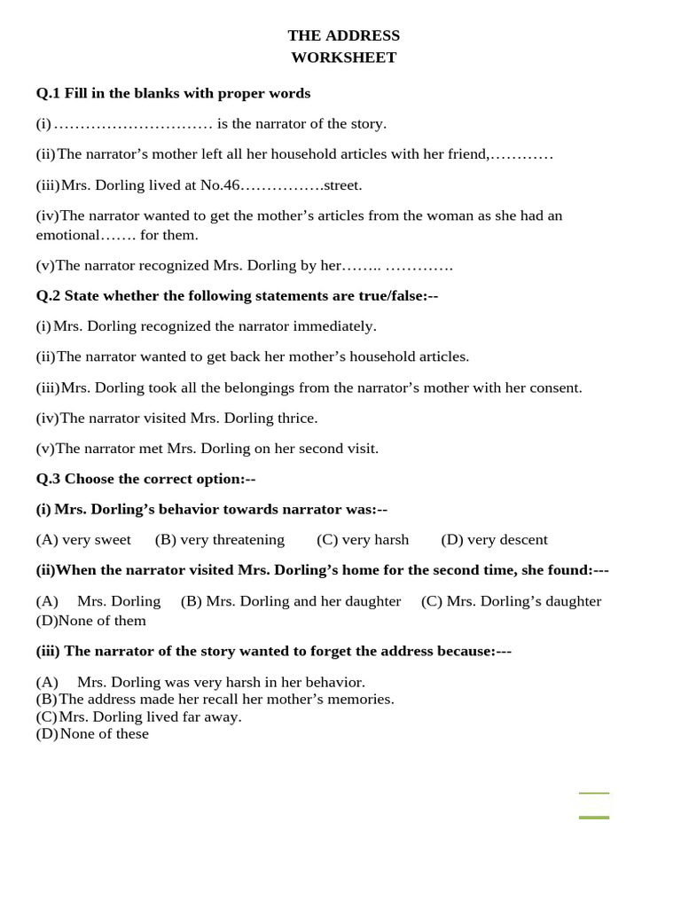 3. the Address Worksheet | PDF | Psychological Concepts | Cognition