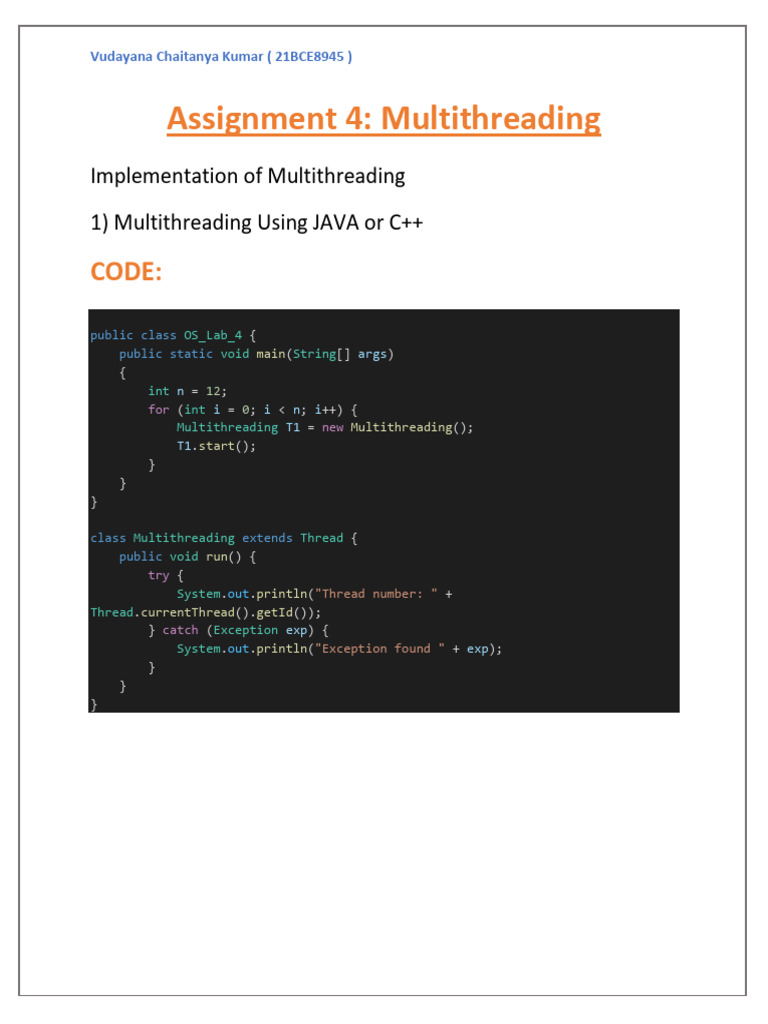 Multithreading in Java and C++ Code | PDF
