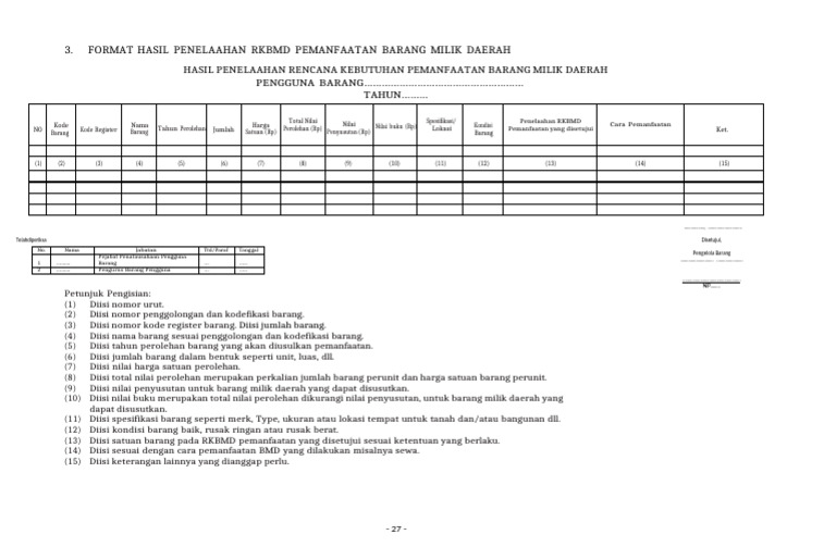 Format Penelaahan RKBMD Barang Daerah | PDF