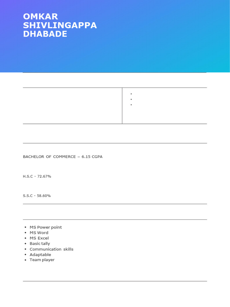 Bachelor of Commerce Graduate Resume | PDF