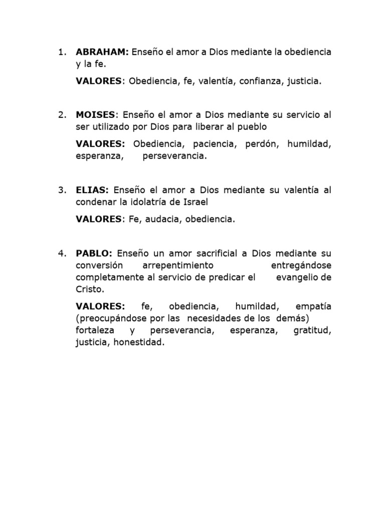 Valores de Fe y Obediencia en la Biblia | PDF