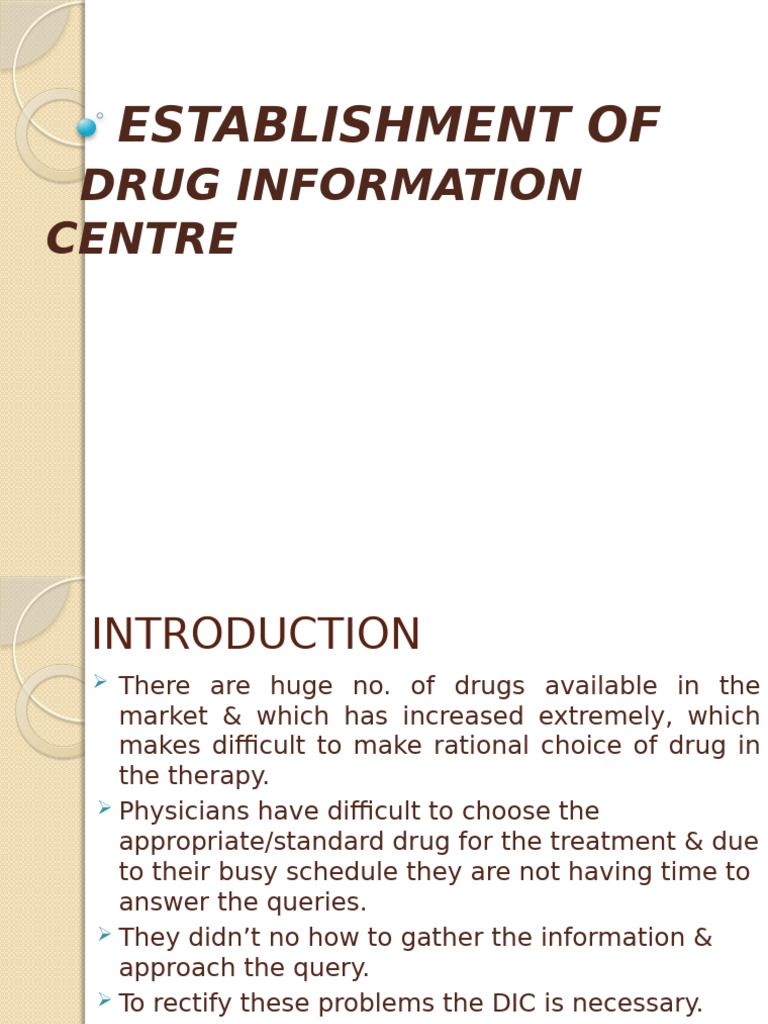 Final Establish of DIC | PDF | Pharmacist | Pharmacy