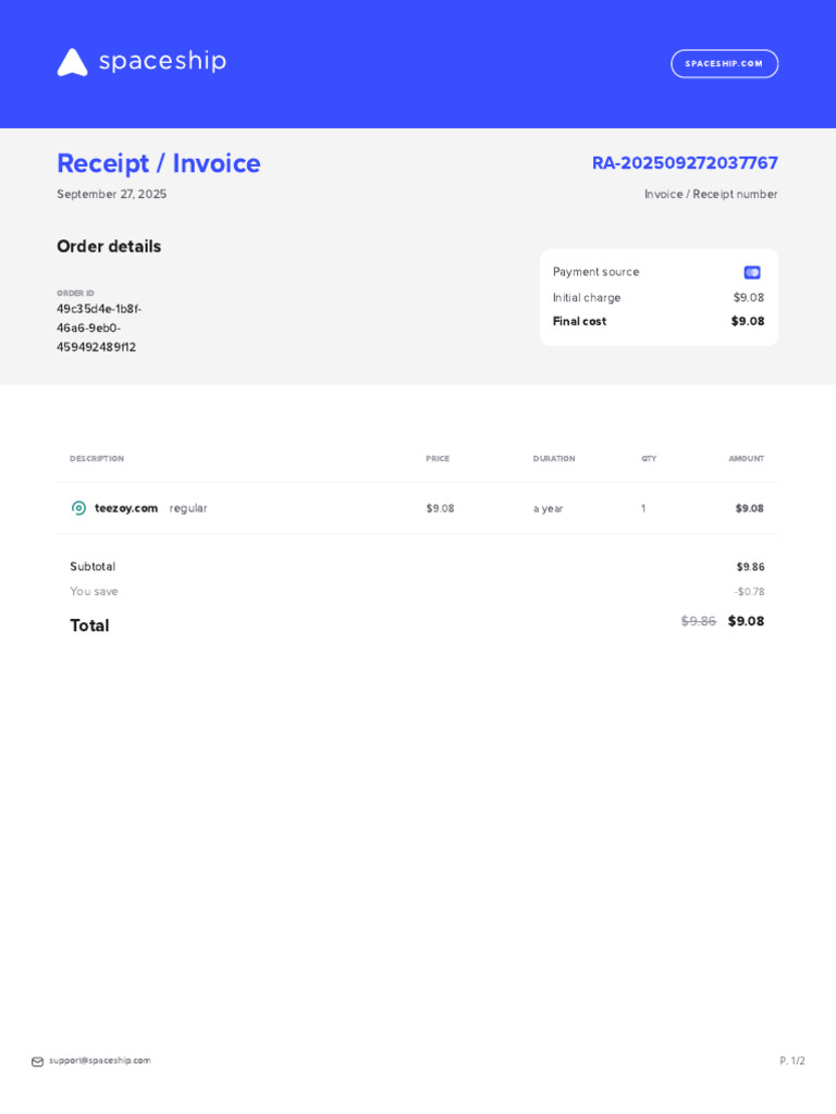efecf4b4-549a-4051-8f30-4ee4075260a0 | PDF | Receipt | Invoice