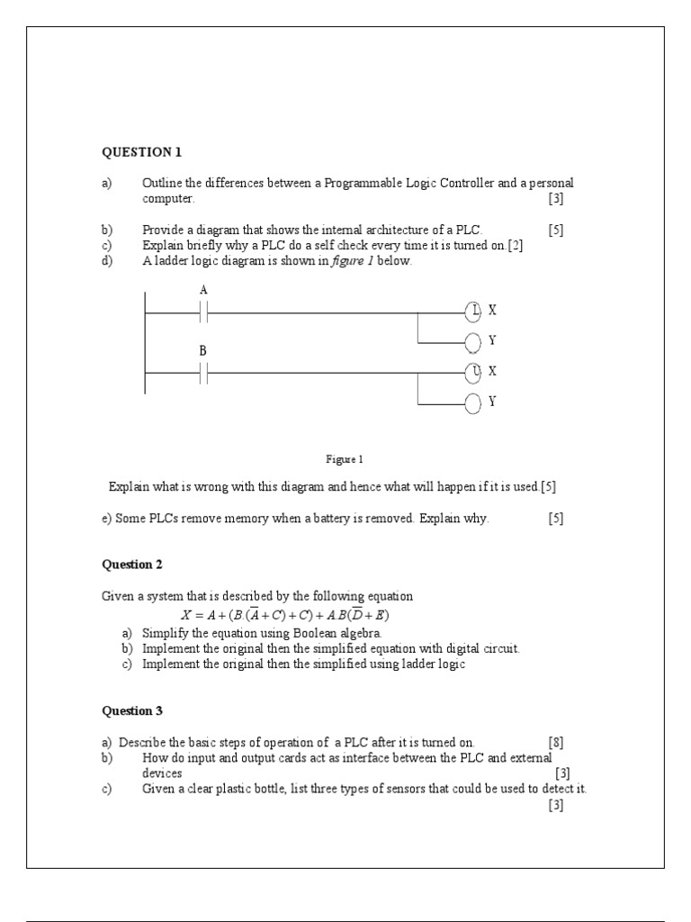 PLC Exam PDF Programmable Logic Controller Electronic Engineering
