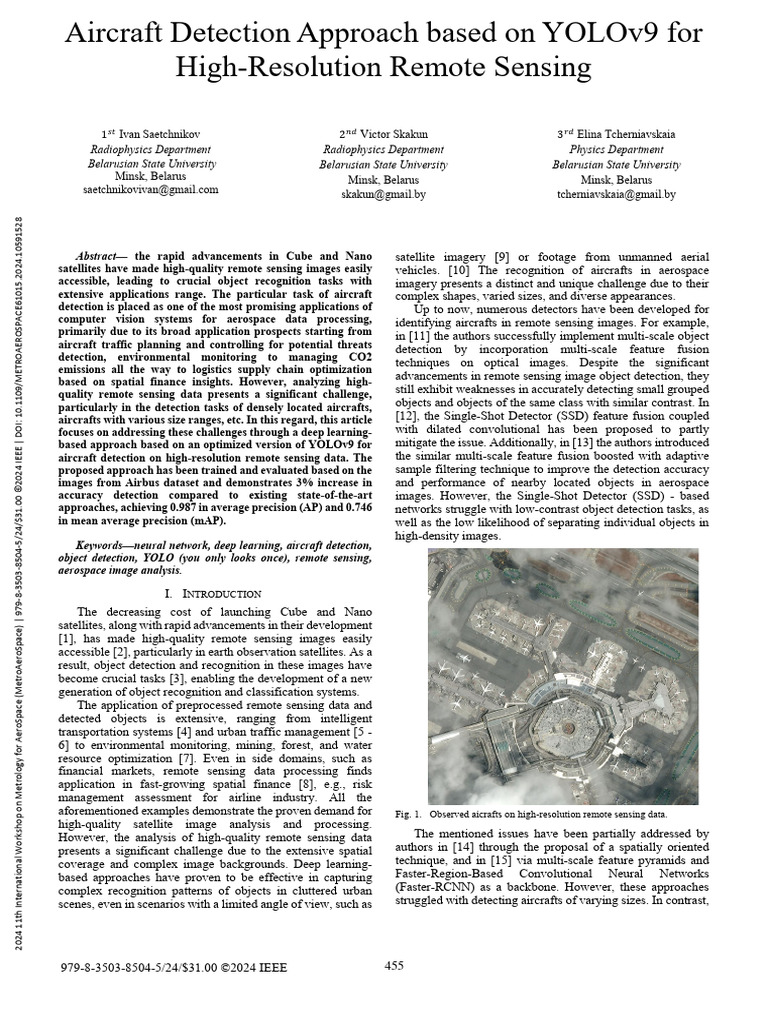 YOLOv9 Aircraft Detection in Remote Sensing | PDF | Remote Sensing ...