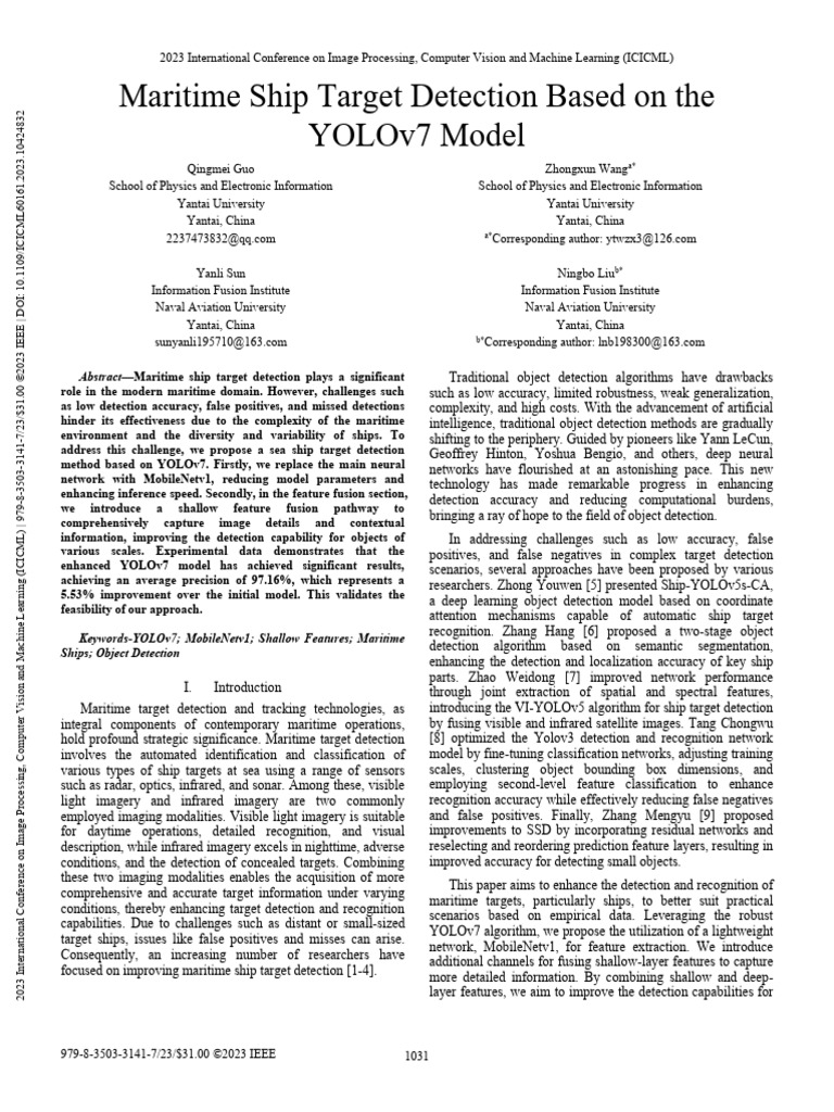 Maritime Ship Detection Using YOLOv7 | PDF | Machine Learning