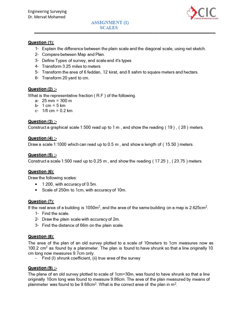 Engineering Surveying Assignment on Scales | PDF