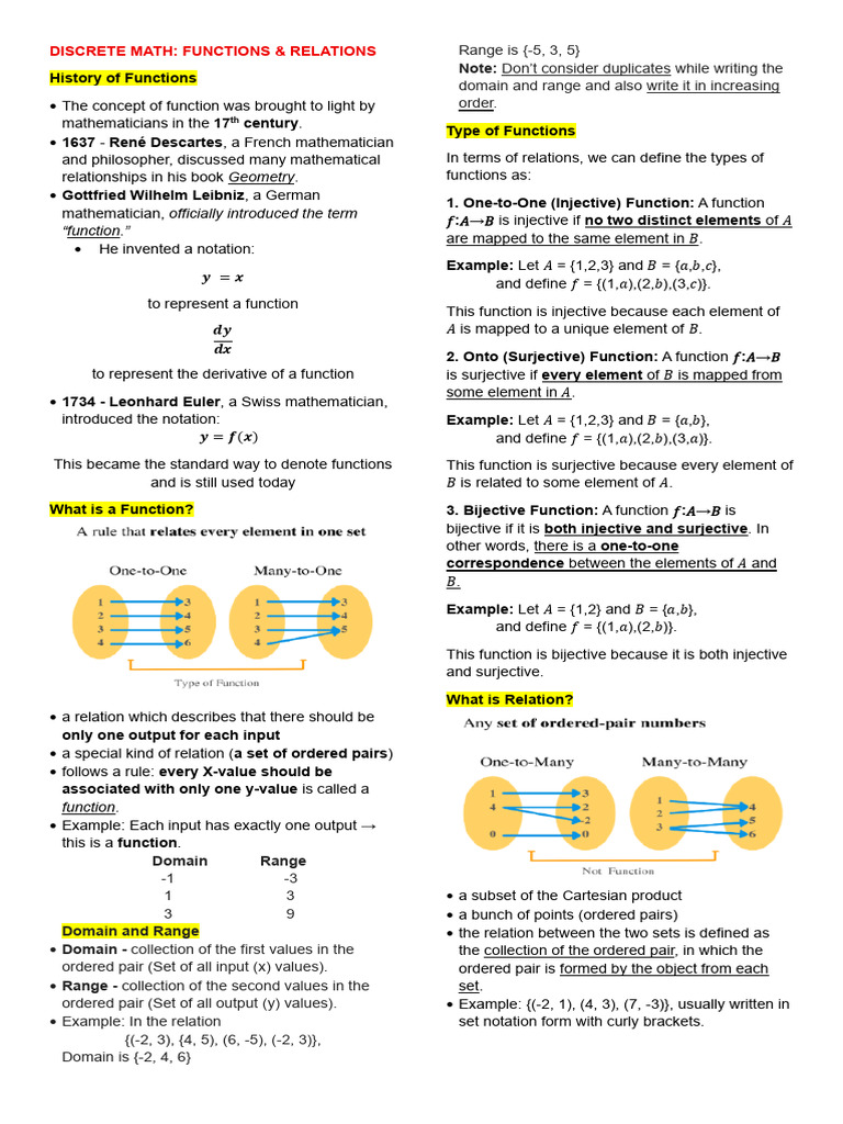 Functions and Relations in Discrete Math | PDF | Function (Mathematics ...