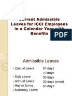 Current Admissible Leaves For ICCI Employees in A Calendar Year With Benefits