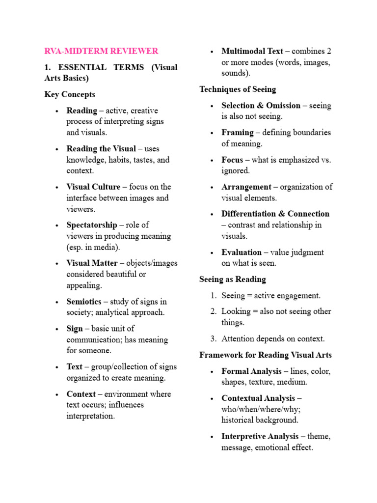RVA REVIEWER | PDF | Semantics | Aesthetics