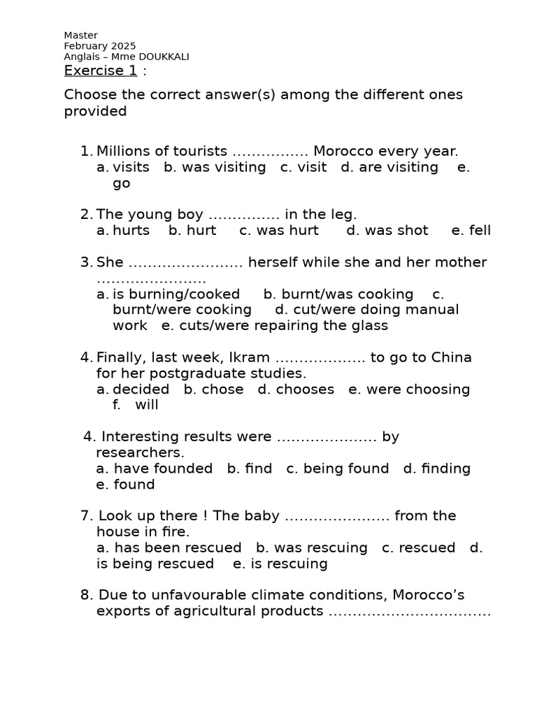 English Grammar Exercises for Students | PDF