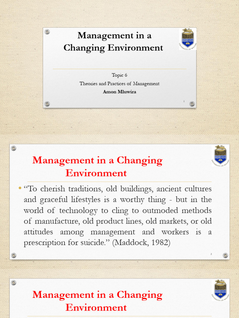 Adapting Management to Environmental Change | PDF | System