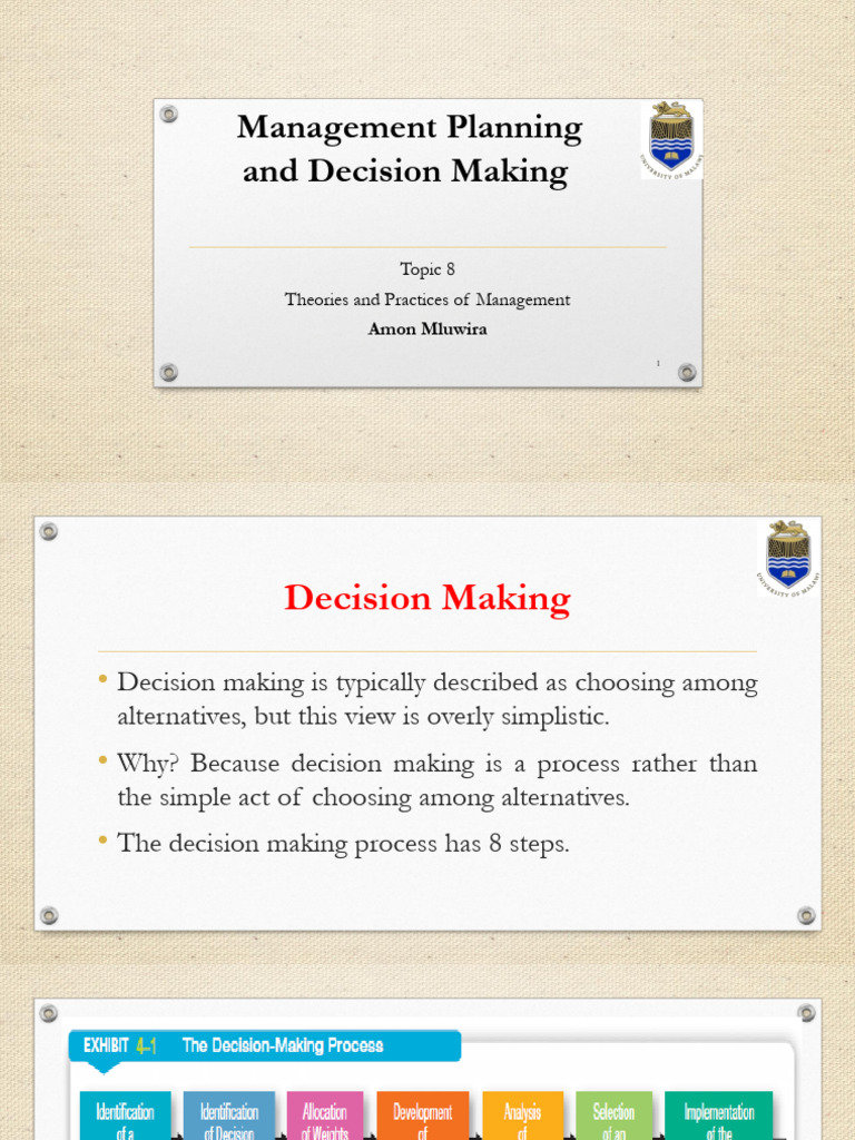 Management Planning and Decision Making | PDF | Decision Making ...