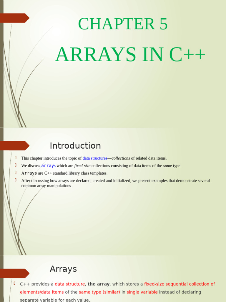 C++ Arrays: Declaration, Initialization, Access | PDF | C++ | String ...