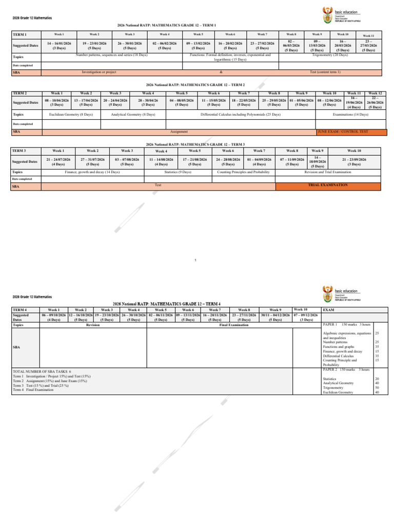2026 Grade 12 Mathematics Curriculum Guide | PDF | Function ...