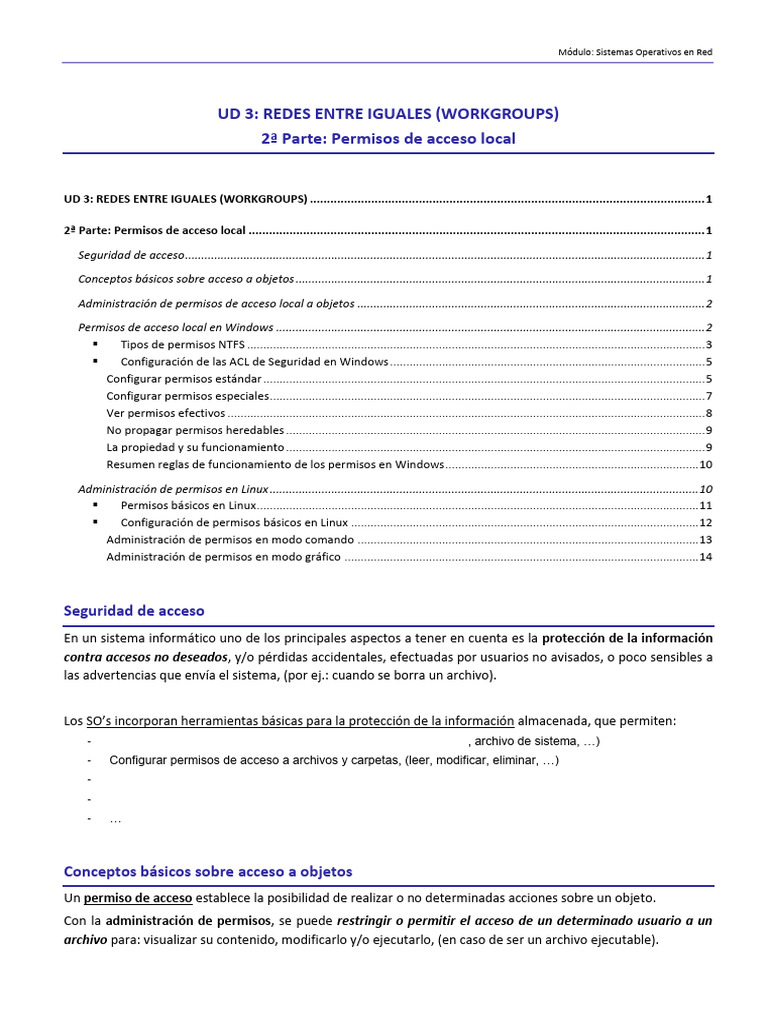 Permisos de Acceso Local en Windows y Linux | PDF | Archivo de ...