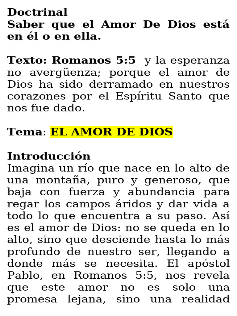 EL AMOR DE DIOS 07-11-2025 | PDF | Amor | espíritu Santo