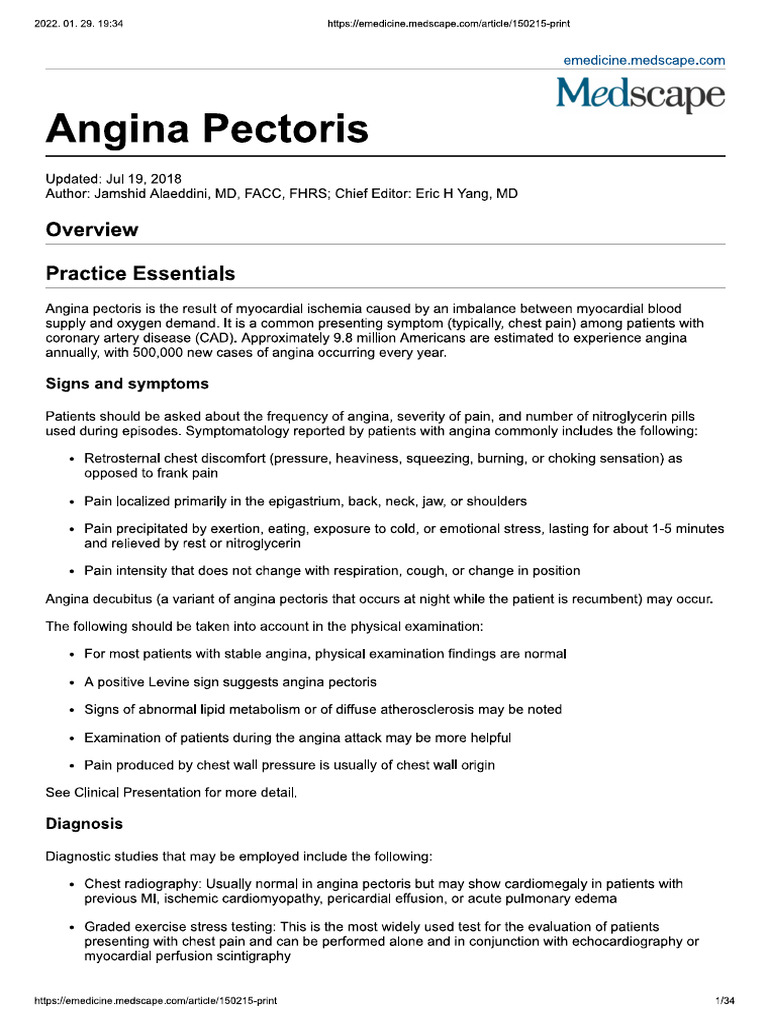 Angina Pectoris 2018 GUIDELINE | PDF