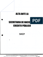 Alta Ante La Secretaria de Hacienda y Credito Publico