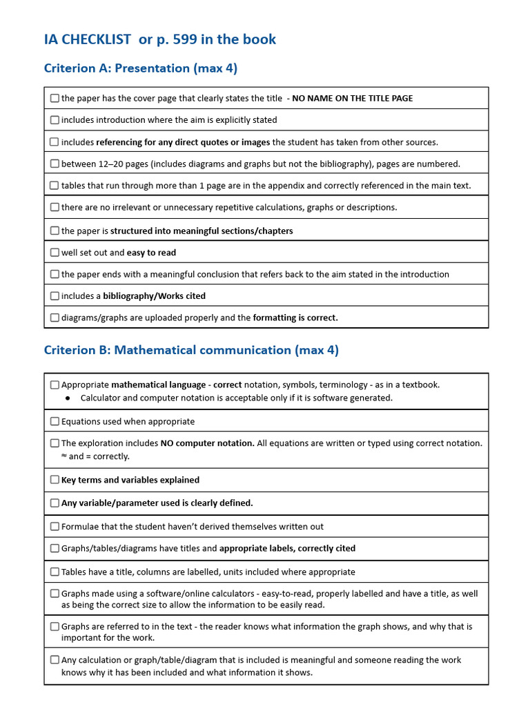 Internal Assessment Criteria for Math SL | PDF | Mathematics