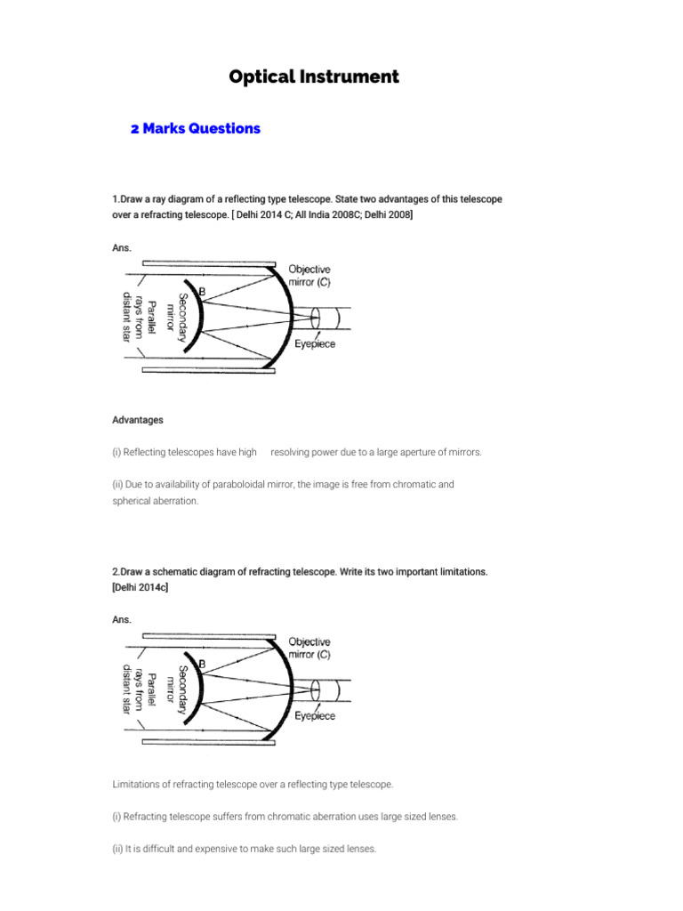 Ray Optics 3 | PDF | Telescope | Laboratory Equipment