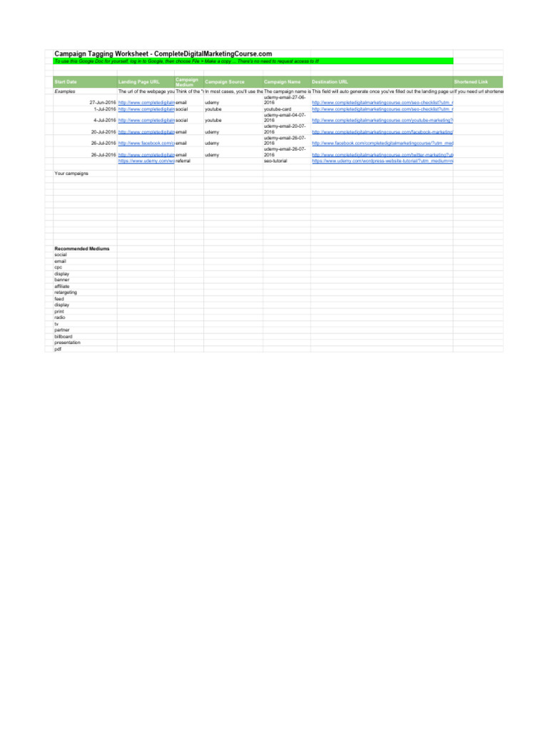 Google Analytics - Example_ Campaign Tagging Worksheet - Campaign ...