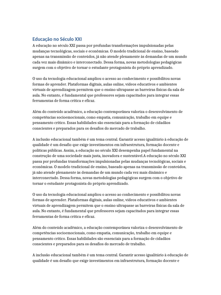 Transformações na Educação do Século XXI | PDF | Tecnologia educacional ...