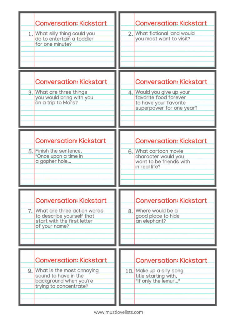 20 Silly Conversation Starters | PDF
