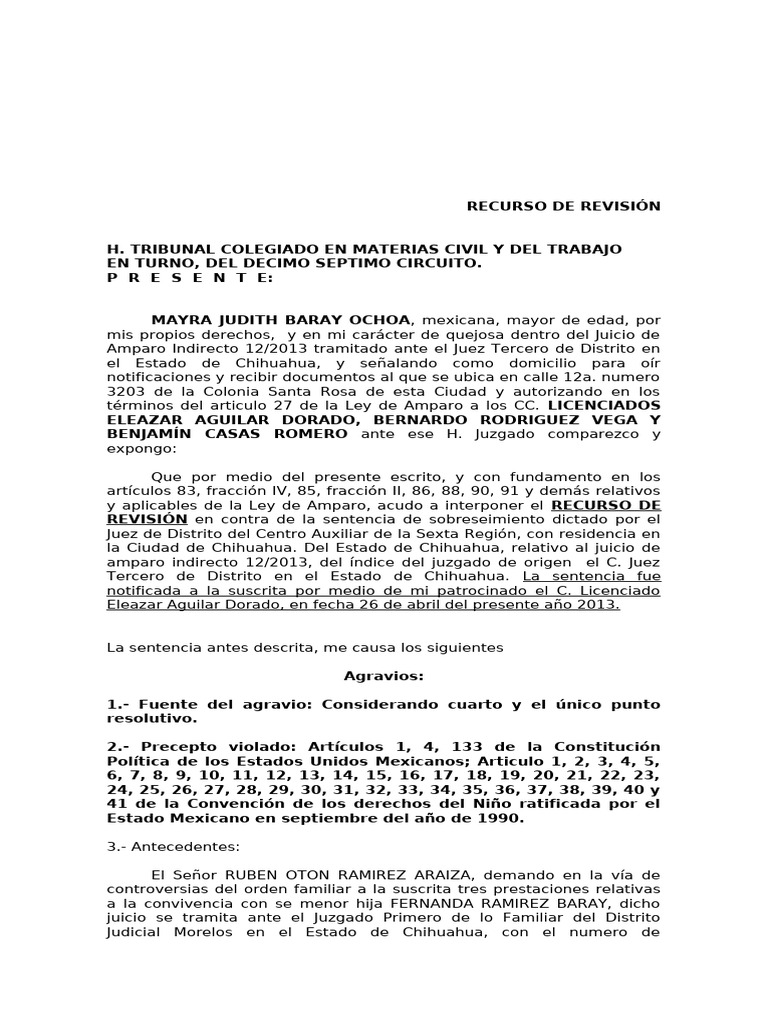 Recurso de Revisión en Amparo 12/2013 | PDF | Sentencia (ley) | Caso de ley
